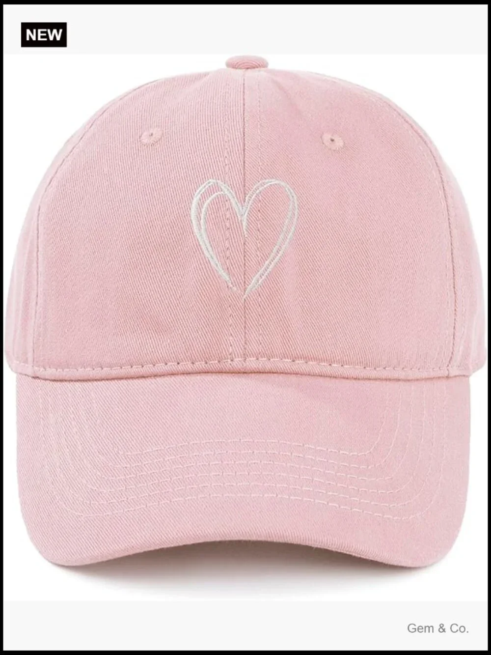 Adjustable Cotton Baseball Cap with Heart Embroidered Design, Unisex Dad Hat